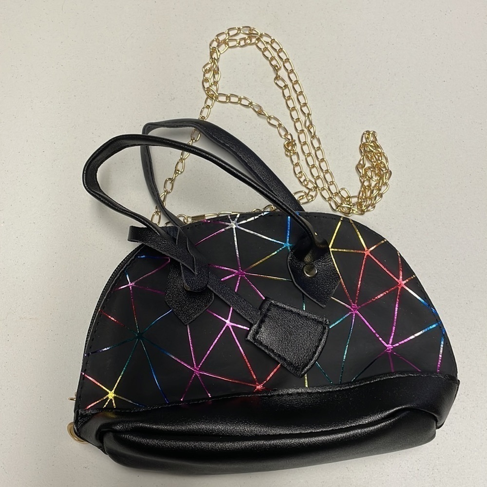 Black Geometric Ombre Design Dome Mini Bag - Picture 10 of 14